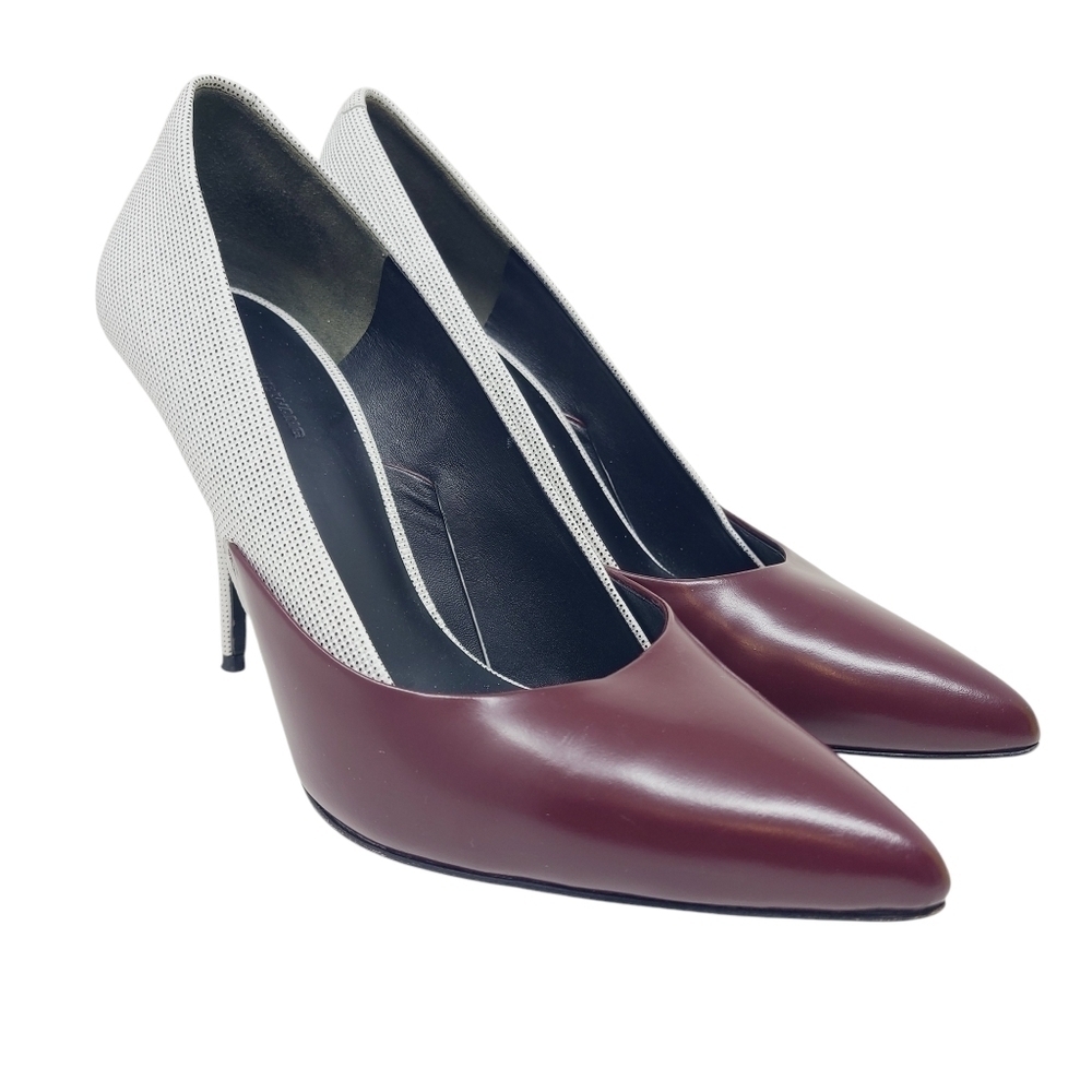 Alexander Wang | Chic Burgundy/Maroon and White Colorblock Heels (US Size 9)